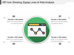 Kpi icon showing zigzag lines and web analysis
