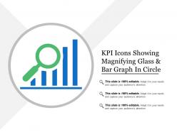 Kpi icons showing magnifying glass and bar graph in circle