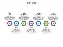 Kpi list ppt powerpoint presentation pictures shapes cpb