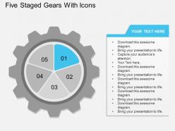 Kq five staged gears with icons flat powerpoint design