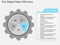 Kq five staged gears with icons flat powerpoint design