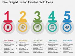 Kr five staged linear timeline with icons flat powerpoint design