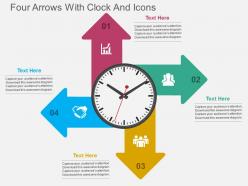 Kr four arrows with clock and icons flat powerpoint design
