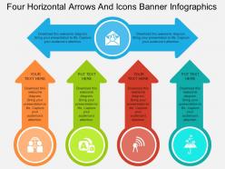 Kr four horizontal arrows and icons banner infographics flat powerpoint design