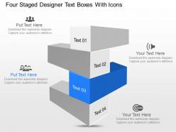 Kr four staged designer text boxes with icons powerpoint template