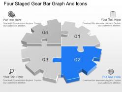 Ks four staged gear bar graph and icons powerpoint template