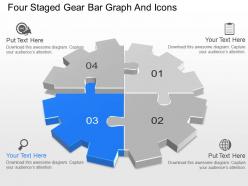 Ks four staged gear bar graph and icons powerpoint template