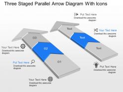 Ks three staged parallel arrow diagram with icons powerpoint template
