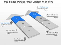 Ks three staged parallel arrow diagram with icons powerpoint template