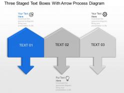 Kt three staged text boxes with arrow process diagram powerpoint template