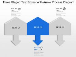 Kt three staged text boxes with arrow process diagram powerpoint template