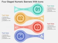 Kx four staged numeric banners with icons flat powerpoint design
