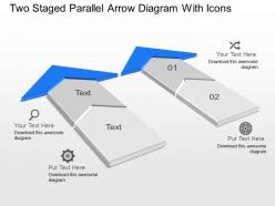 Ky two staged parallel arrow diagram with icons powerpoint template
