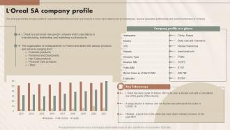 L Oreal SA Company Profile Beauty And Personal Care IR SS