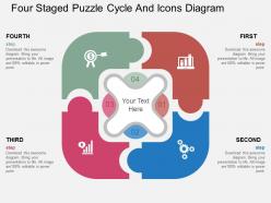 La four staged puzzle cycle and icons diagram flat powerpoint design