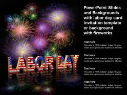 Labor day card invitation template or background with fireworks with powerpoint slides
