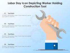 Labor day icon depicting worker holding construction tool