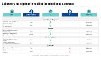 Laboratory Management Checklist For Compliance Assurance