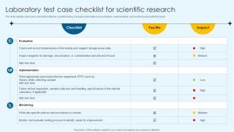 Laboratory Test Case Checklist For Scientific Research