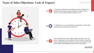 Lack Of Urgency As A Type Of Sales Objection Training Ppt
