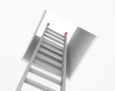 Ladder coming out from box shows way of freedom stock photo