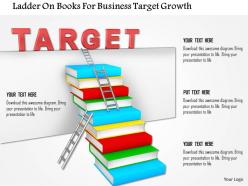 Ladder on books for business target growth image graphics for powerpoint
