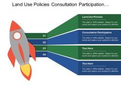 Land use policies consultation participation investment viability participatory planning