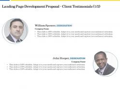 Landing page development proposal client testimonials l2056 ppt powerpoint styles
