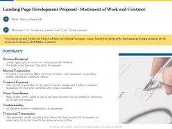 Landing page development proposal statement of work and contract ppt powerpoint maker