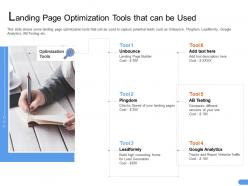 Landing page optimization tools that can be used site ppt powerpoint icon themes