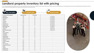 Landlord Property Inventory List With Pricing