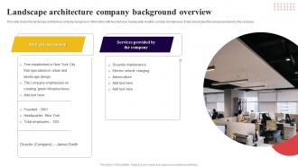 Landscape Architecture Company Background Overview