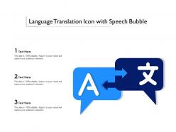 Language translation icon with speech bubble