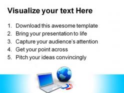 Laptop and global internet powerpoint templates and powerpoint backgrounds 0111