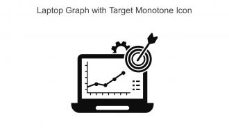Laptop Graph With Target Monotone Icon In Powerpoint Pptx Png And Editable Eps Format