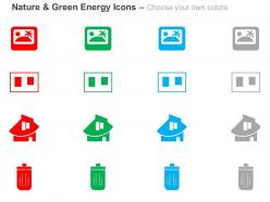 Laptop home battery green energy ppt icons graphics