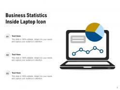 Laptop Icon Business Statistics Circle Growth Gear Connection Strategy Organization