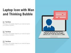 Laptop icon with man and thinking bubble