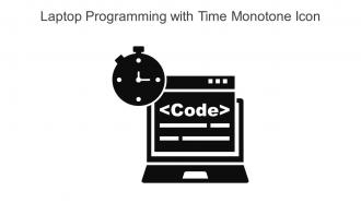 Laptop Programming With Time Monotone Icon In Powerpoint Pptx Png And Editable Eps Format