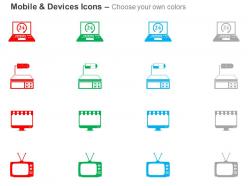 Laptop set top box television technology ppt icons graphics