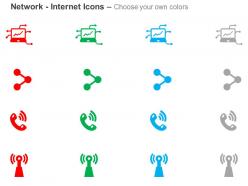 Laptop share phone wifi antenna ppt icons graphics