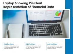 Laptop showing piechart representation of financial data