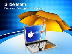 Laptop under orange umbrella powerpoint templates ppt themes and graphics
