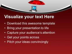 Laptop under umbrella security powerpoint templates ppt backgrounds for slides 0113