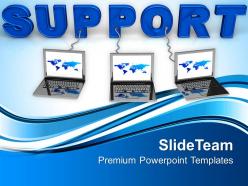 Laptop wired to support powerpoint templates ppt themes and graphics 0213