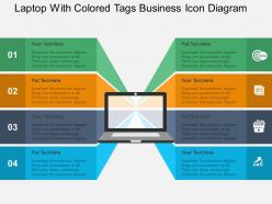 Laptop with colored tags business icon diagram flat powerpoint design