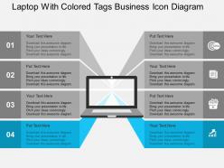Laptop with colored tags business icon diagram flat powerpoint design