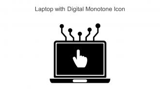 Laptop With Digital Monotone Icon In Powerpoint Pptx Png And Editable Eps Format