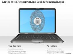 Laptop with fingerprint and lock for secured login ppt slides