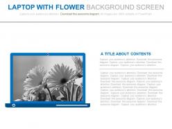 Laptop with flower background screen flat powerpoint design